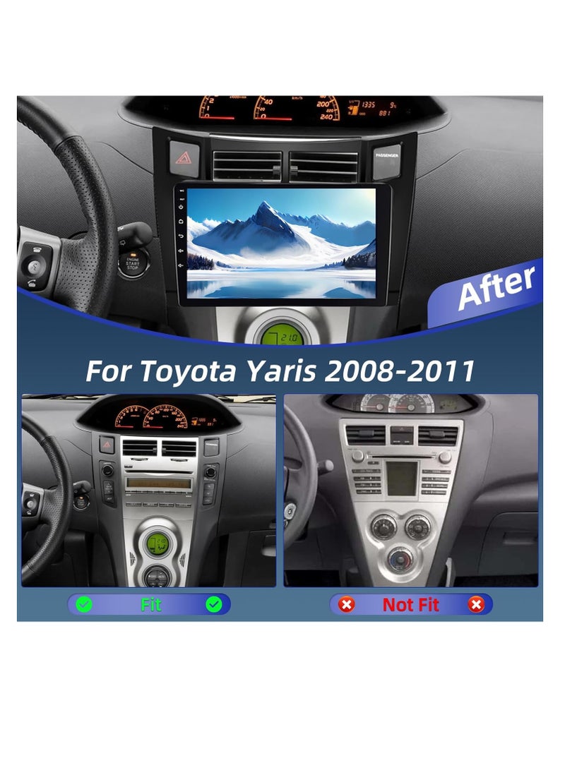 4+64G Android Car Radio for Toyota Yaris 2008 2009 2010 2011 - Wireless Carplay & Android Auto - 9 Inch Touchscreen Radio with 32 EQ DSP, WiFi, GPS, Split Screen + AHD Rear View Camera - Image 2