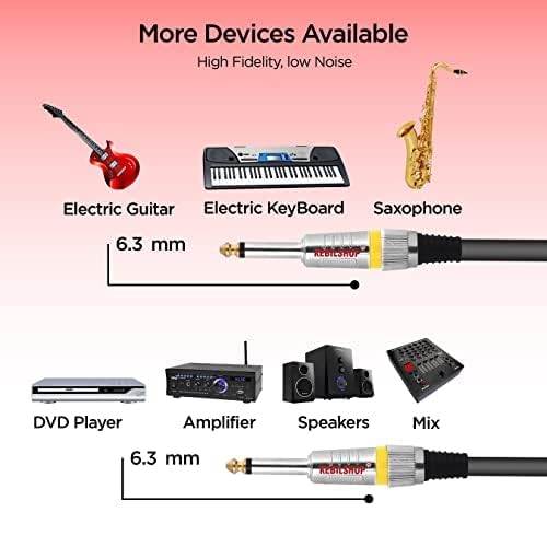 KEBILSHOP Audio Instrument Cable (32ft) 1/4 Inch to 1/4 inch Straight Male to Male for AMP Cord, Bass,Amplifier, Pedals and Electric Guitar - (10 Meter/32 Feet) - Image 4