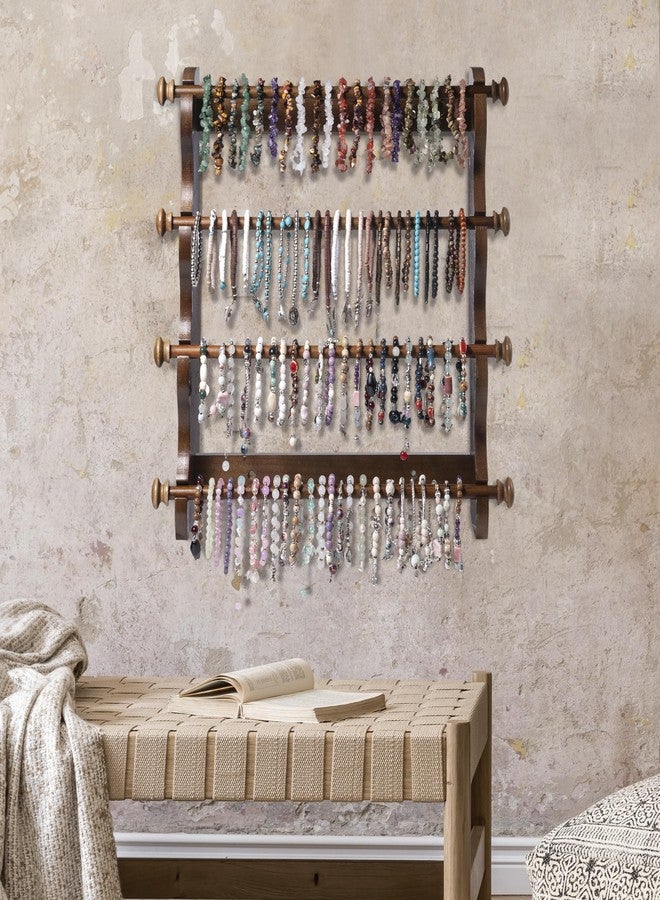 humberboat 4 Tier Wooden Bracelet Holder Wall-Mounted, Bangle Watch Necklace Display Storage Antique Bracelet Display Jewelry Holder Display Organizer, Brown 4 Tier Wooden Bracelet Holder - Image 3