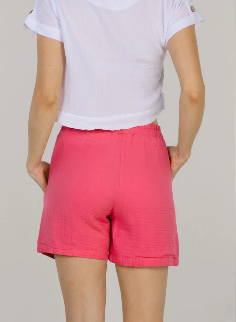 Just Nature Pink Relaxed Fit High Waist Shorts for Women | Best Price UAE