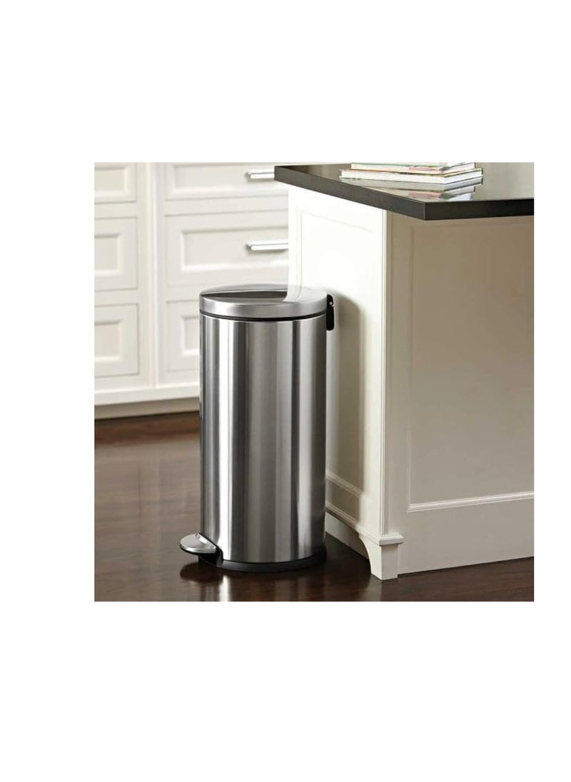 Generic Stainless Steel Trash Bin – 40L, Foot Pedal, Inner Plastic Liner, Hands-Free Operation – Silver  - Image 1