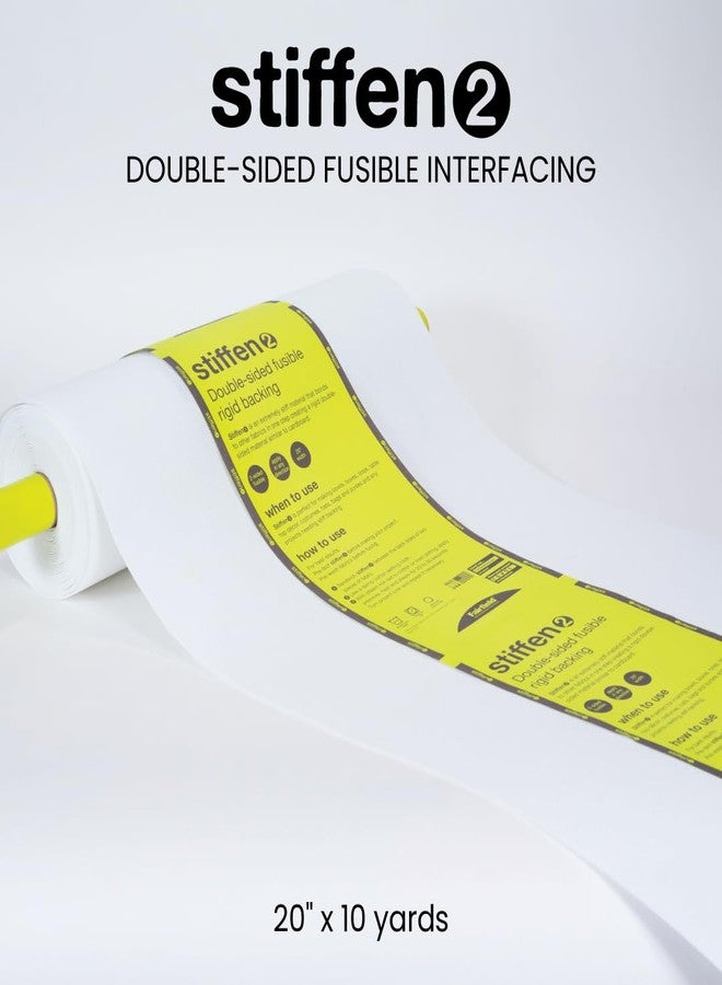 Fairfield Stiffen 2, Double-Sided Polyester Fusible Interfacing, Ideal for Making Tote Bags, Purses, Boxes, Hats, and More, Easy to Use and Customize, 20" Wide by 10 Yards Roll - Image 2