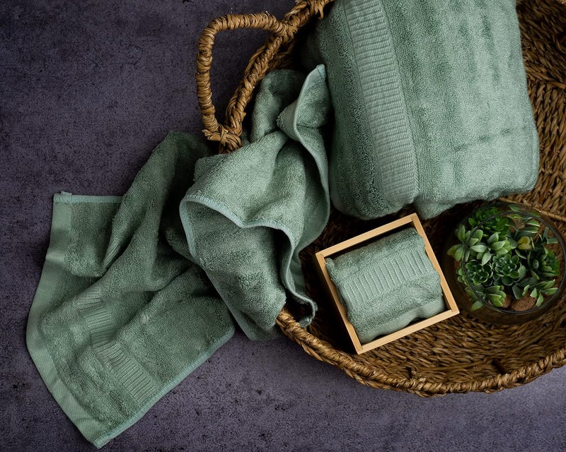 Mush Bamboo Luxurious 3 PieceTowels Set | Ultra Soft, Absorbent and Antimicrobial 600 GSM (Bath Towel, Hand Towel and Face Towel) Perfect for Daily Use and Gifting (Olive Green) - Image 4