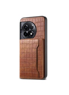 For OnePlus Ace 2 Crocodile Texture Card Bag Design Full Coverage Phone Case(Brown)
