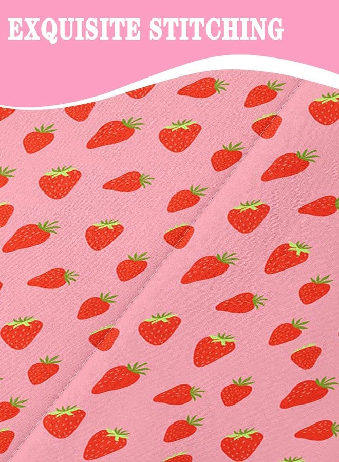 Nesker Strawberry Zipper Bedding Twin Pink Bedding Set for Girls and Kids, Cute Fruit 3 Pcs Comforter Bed in a Bag with Fitted Sheet and 2 Pcs Pillowcases - Image 5