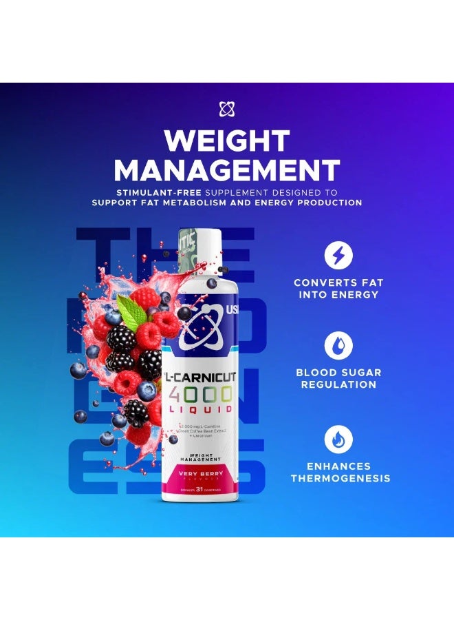 USN L-Carnitine 8000 Liquid 456ml – Very Berry Flavor - Image 3