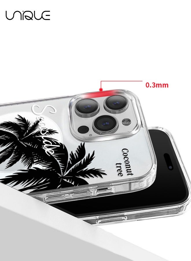 Unique Compatible with iPhone 15 Pro Cases, Compatible with MagSafe Cases, Black Coconut Tree Pattern Cases, Purple Sunrise Cases, TPU Drop Protection - Image 2