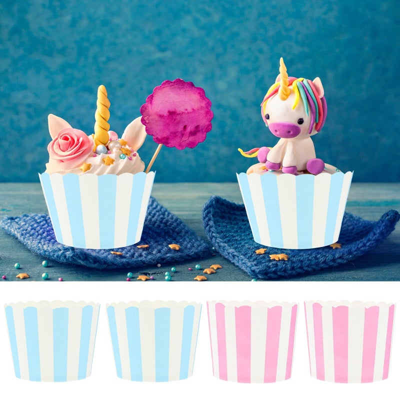 Zebra Cupcake Liners 100pcs Pink White Blue White For Baking Muffin Kue - Image 5