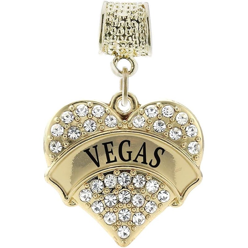 Inspired Silver - Gold Pave Heart Charm for Bracelet with Cubic Zirconia Jewelry - Image 1