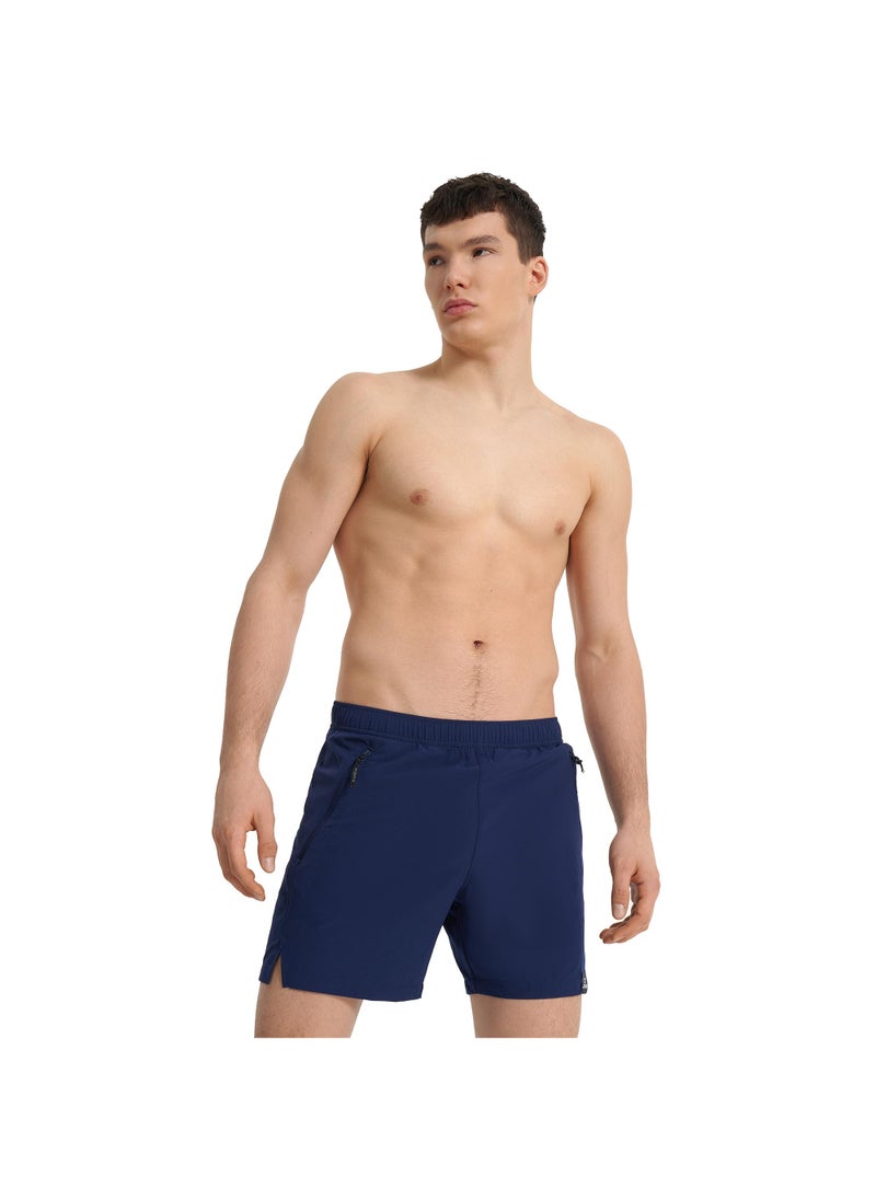 Joss Joss Men's Swimming Shorts Navy Blue – Adjustable Drawstring, Quick-Drying, Built-In Suspenders, Zipper Pockets for Secure Storage  - Image 1