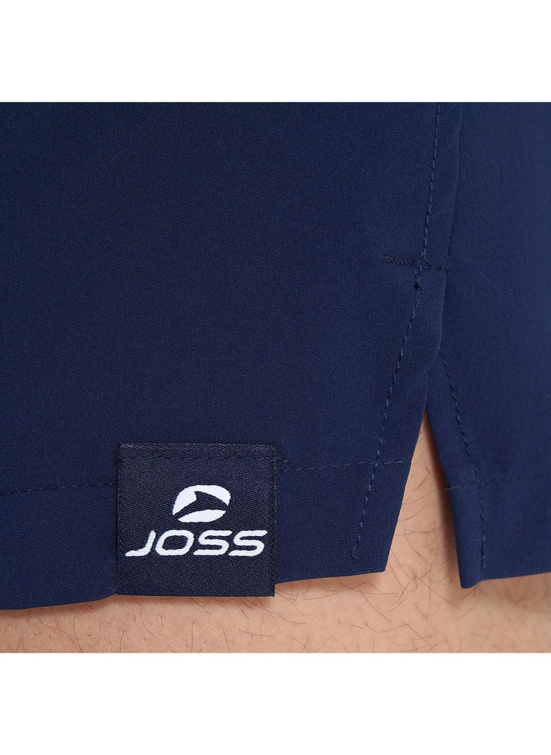 Joss Joss Men's Swimming Shorts Navy Blue – Adjustable Drawstring, Quick-Drying, Built-In Suspenders, Zipper Pockets for Secure Storage  - Image 4
