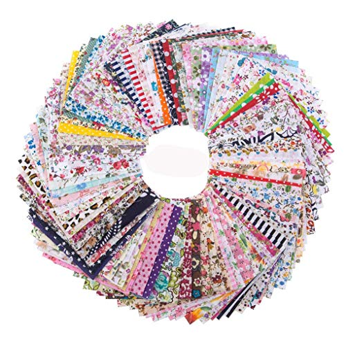 Penta Angel 4 x 4 Inch/10 x 10cm 100 Pieces Assorted Pre-Cut Printing Cotton Cloth Square Bundle Quilt Craft Fabric Patchwork DIY Sewing Scrapbooking Quilting Dot Pattern (100 pcs) - Image 1