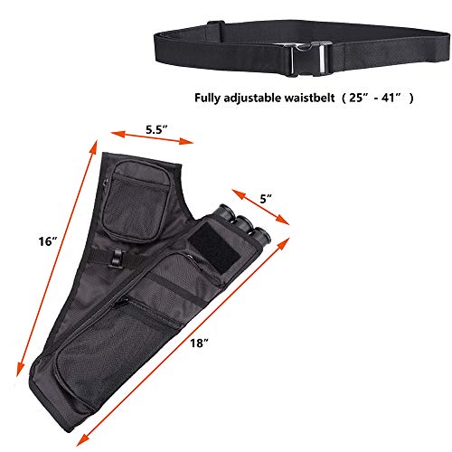 XTACER 3 Tube Hip Quiver Hunting Training Camo Archery Arrow Quiver Holder Bow Belt Waist hanged Target Quiver (Black -3 Tube) - Image 3