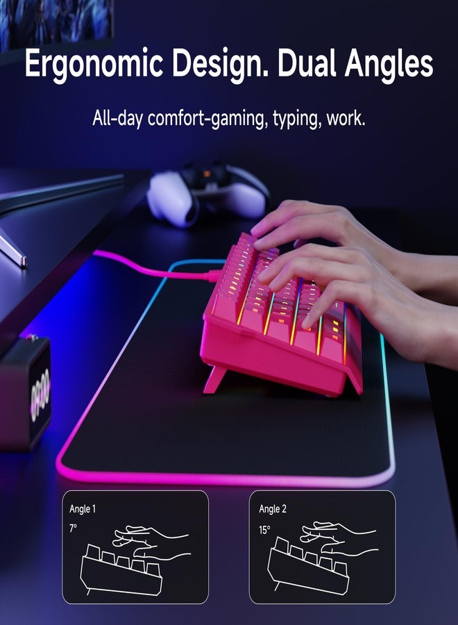 لوحة مفاتيح الألعاب السلكية SEUNKWANG EWEADN F61 بنسبة 60%، لوحة مفاتيح غشائية بإضاءة خلفية RGB مع أغطية مفاتيح PBT، تصميم صغير الحجم، لوحة مفاتيح سلكية بحبل للتعليق لأجهزة Mac/Win - أحمر - Image 4