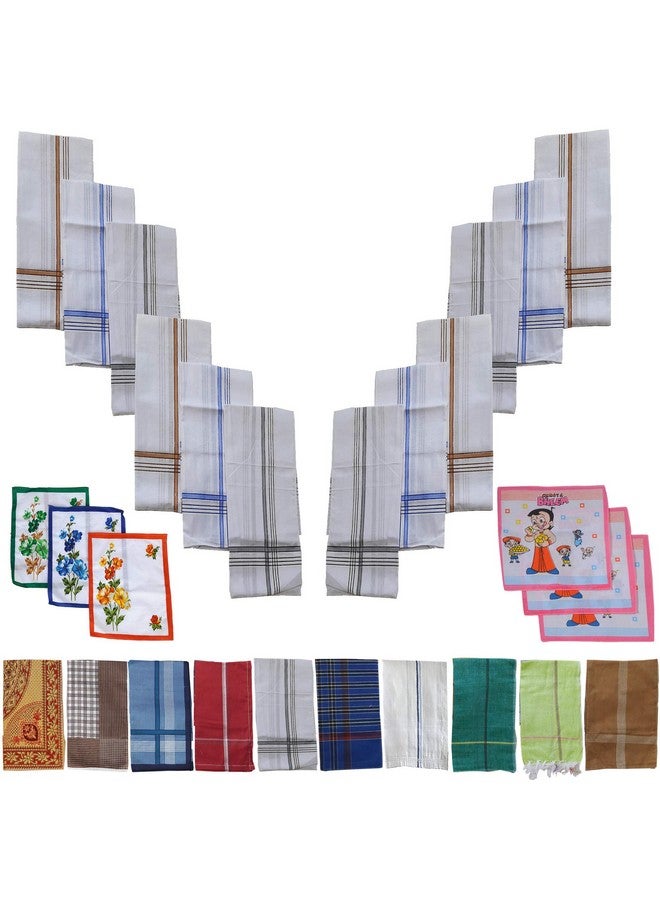 SAI PRASEEDA SAI PRASEEDA 100% Pure Soft Cotton Hand Kerchief_Hanky Multi Color Pack of 12 with Free 3 Ladies Kerchief_3 Kids Kerchief SP11  - Image 1