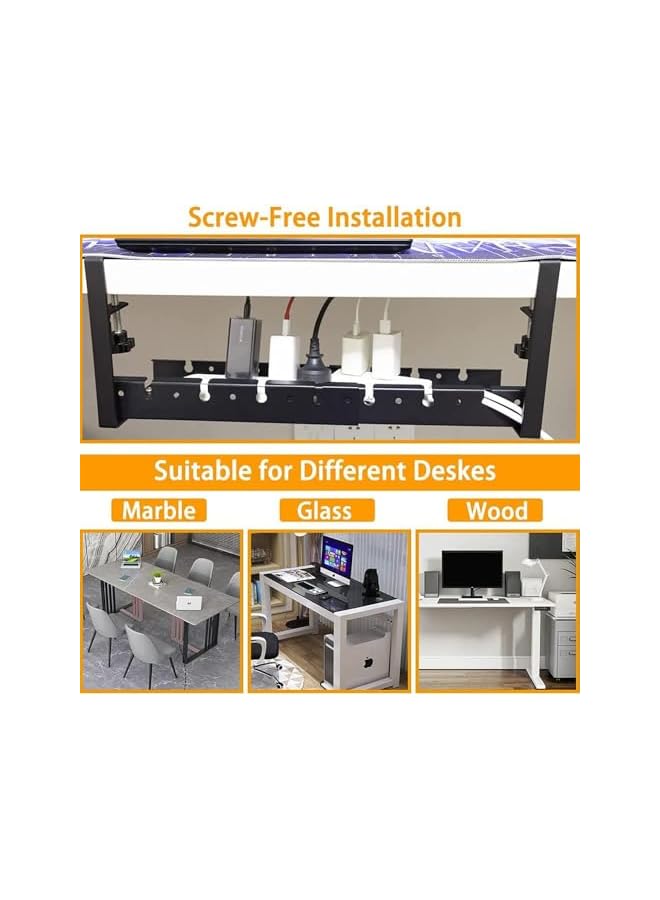 promass Under Desk Cable Management Tray, Retractable Clamp Mounted Desk Cable Cord Organizer For Wire Management, Sturdy Metal Cable Tray Basket For Home Office, No Damage To Desk (21.7", Black) - Image 5