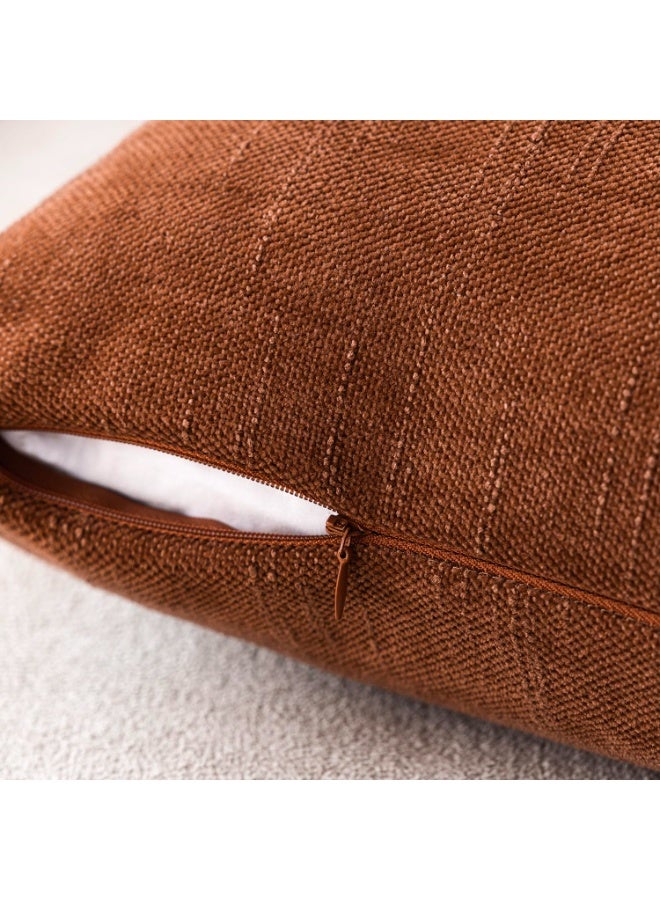 Pack of 2 Soft Textured Throw Decorative Pillow Covers Burnt Orange 45x45CM Square Accent Solid Cushion Cover Cozy Farmhouse Pillow Case with Zipper for Couch Sofa Bed Living Room - Image 4