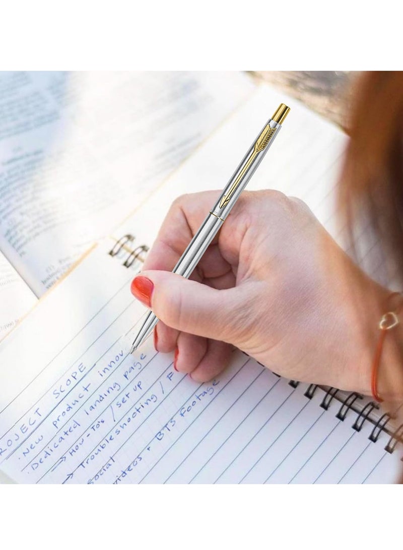 Parker Classic Stainless Steel Gold Trim Ball Pen | Blue Ink | Ballpoint Pen for Smooth Writing | Elegant Design and Great for Gifting or Celebrations - Image 2