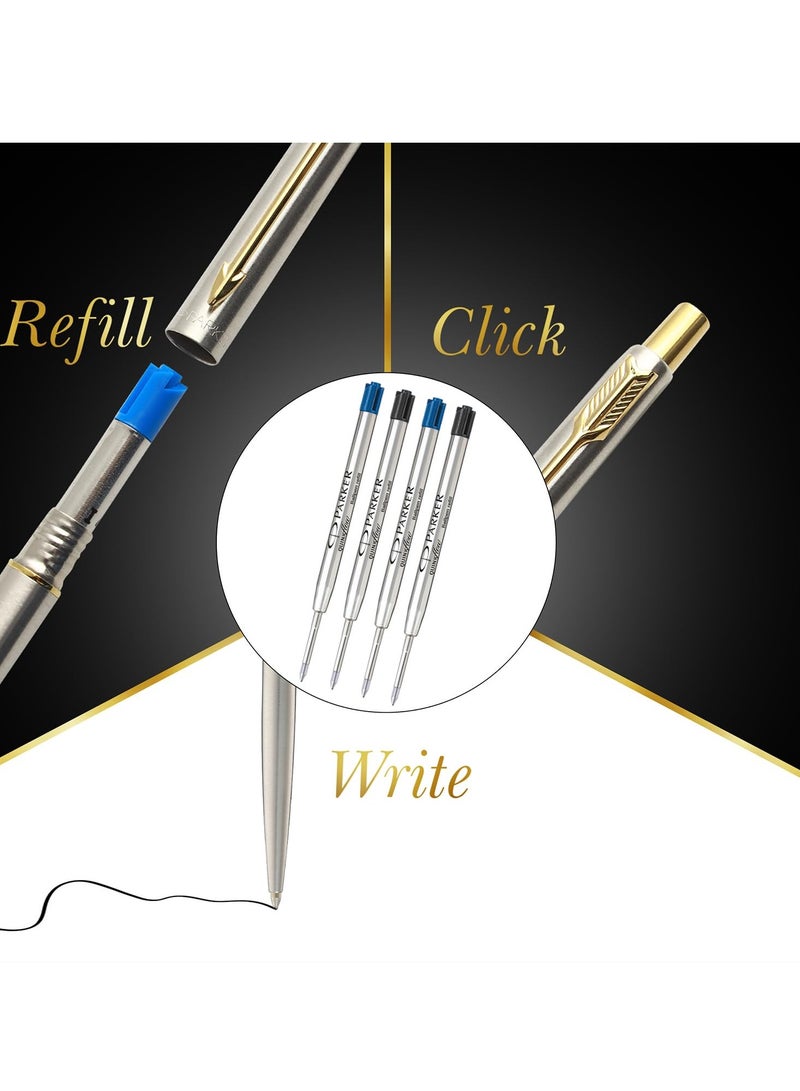 Parker Classic Stainless Steel Gold Trim Ball Pen | Blue Ink | Ballpoint Pen for Smooth Writing | Elegant Design and Great for Gifting or Celebrations - Image 4