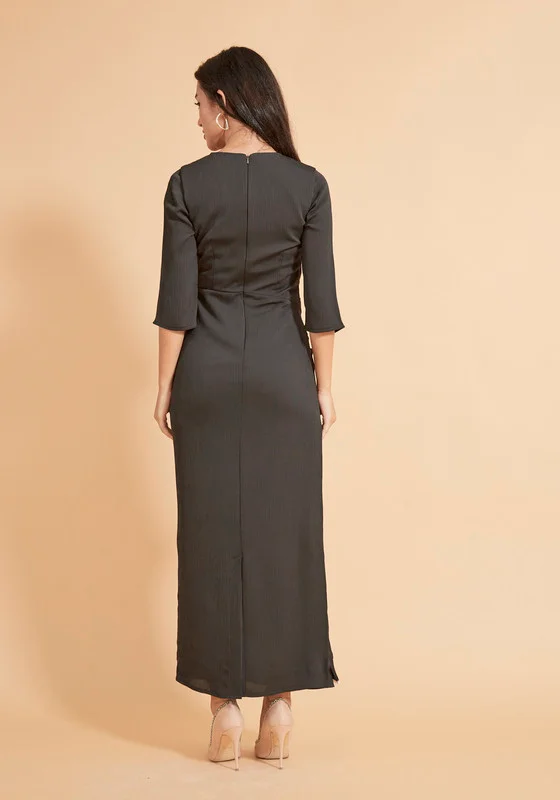 Thouq Asymmetric Contrast Lapel Detail Dress
