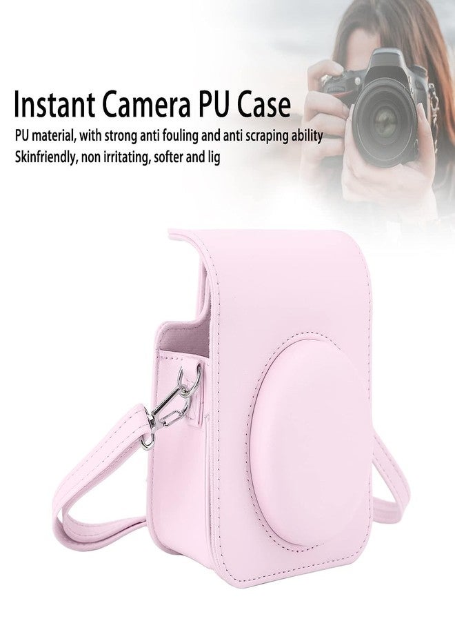 FotoCart Instax Mini 12 Camera Case, PU Leather Protective Camera Bag for Fujifilm Instax Mini 12 Camera (Blossom Pink) - Image 5