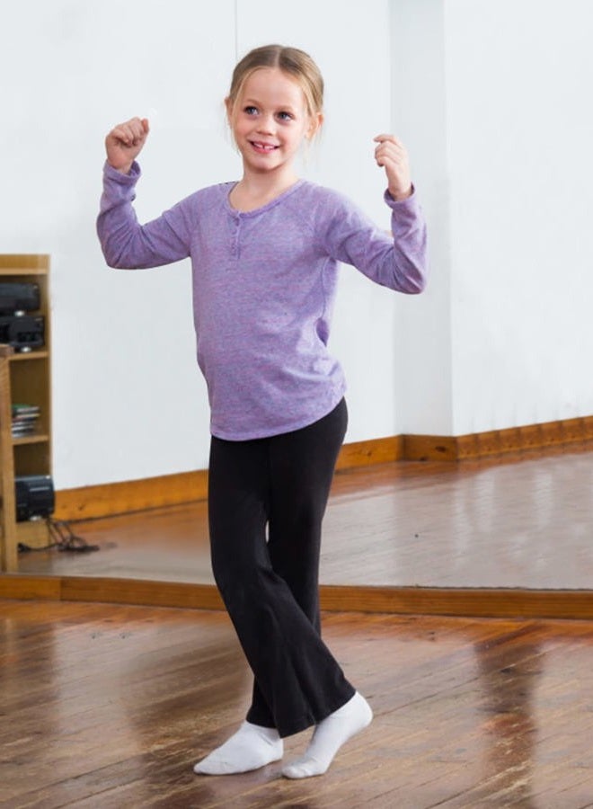 Stelle Girl's Flare Leggings with Pockets High Waisted Bootcut Yoga Pants Kids Dance Bell Bottoms Leggings(Black,L) - Image 3