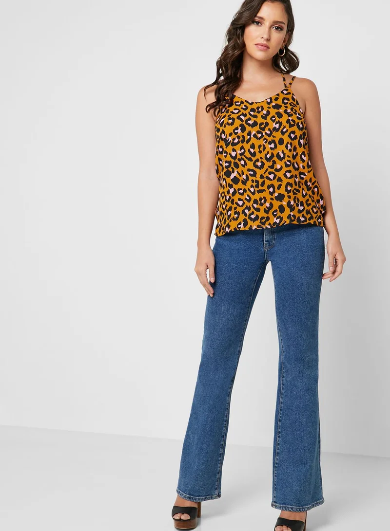 Jacqueline de Yong Cross Back Animal Print Top