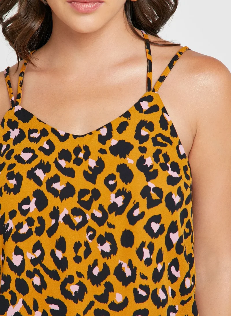Jacqueline de Yong Cross Back Animal Print Top