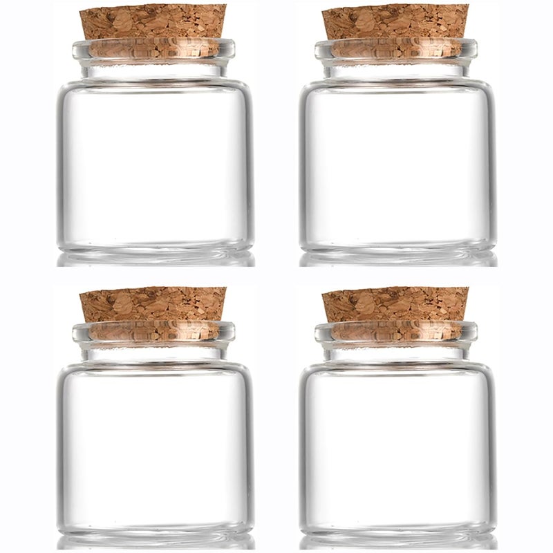 EWEIGEER 4 pcs 60ml Small Glass Bottles with Cork Stopper,Spell Jars,Decorative Bottle,Vials Jars,Cute Storage Jar,Wishing Bottle 47x50mm(1.85x1.97inch) - Image 1