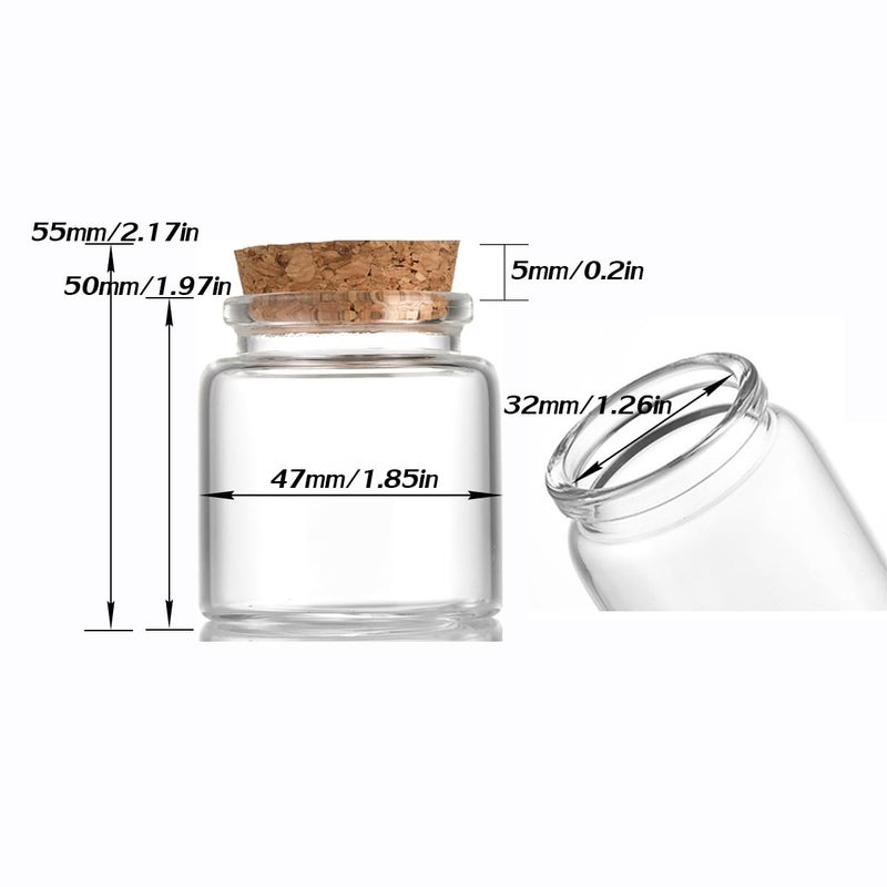 EWEIGEER 4 pcs 60ml Small Glass Bottles with Cork Stopper,Spell Jars,Decorative Bottle,Vials Jars,Cute Storage Jar,Wishing Bottle 47x50mm(1.85x1.97inch) - Image 4