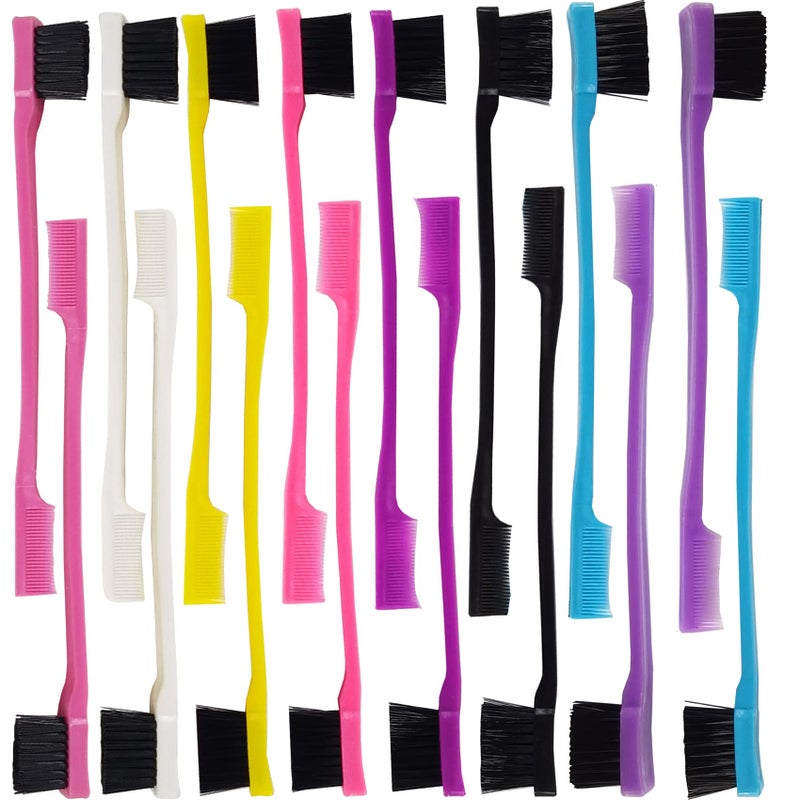 YOOHUA 24PCS Hair Edge Brush Double Sided Edge Control Hair Comb Eyebrow Brush Smooth Comb Grooming 8Colors