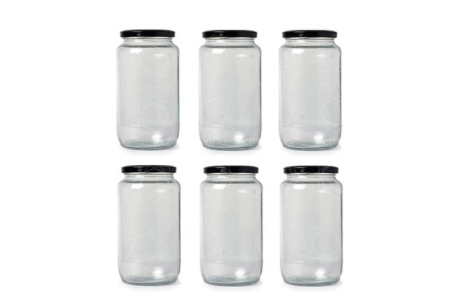 GLASS CONTAINER 1000ML SET OF 6 MULTICOLOUR