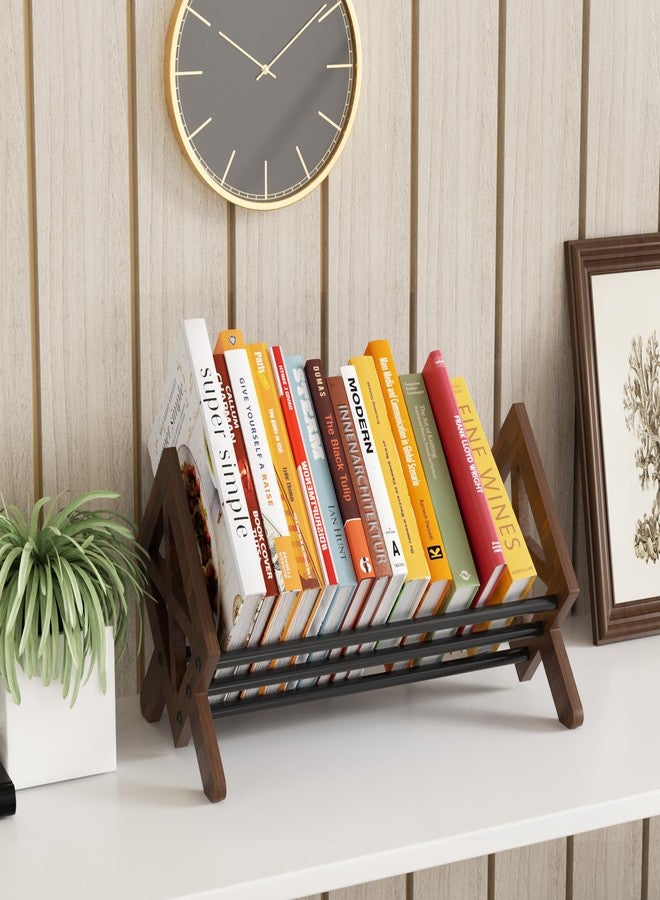 ART-GIFTREE منظم رفوف مكتبي من ART-GIFTREE، رف تخزين كتب خشبي لسطح المكتب، خزانة كتب قابلة للإمالة لعرض الكتب/الأقراص المدمجة/المجلات (أسود) - Image 5