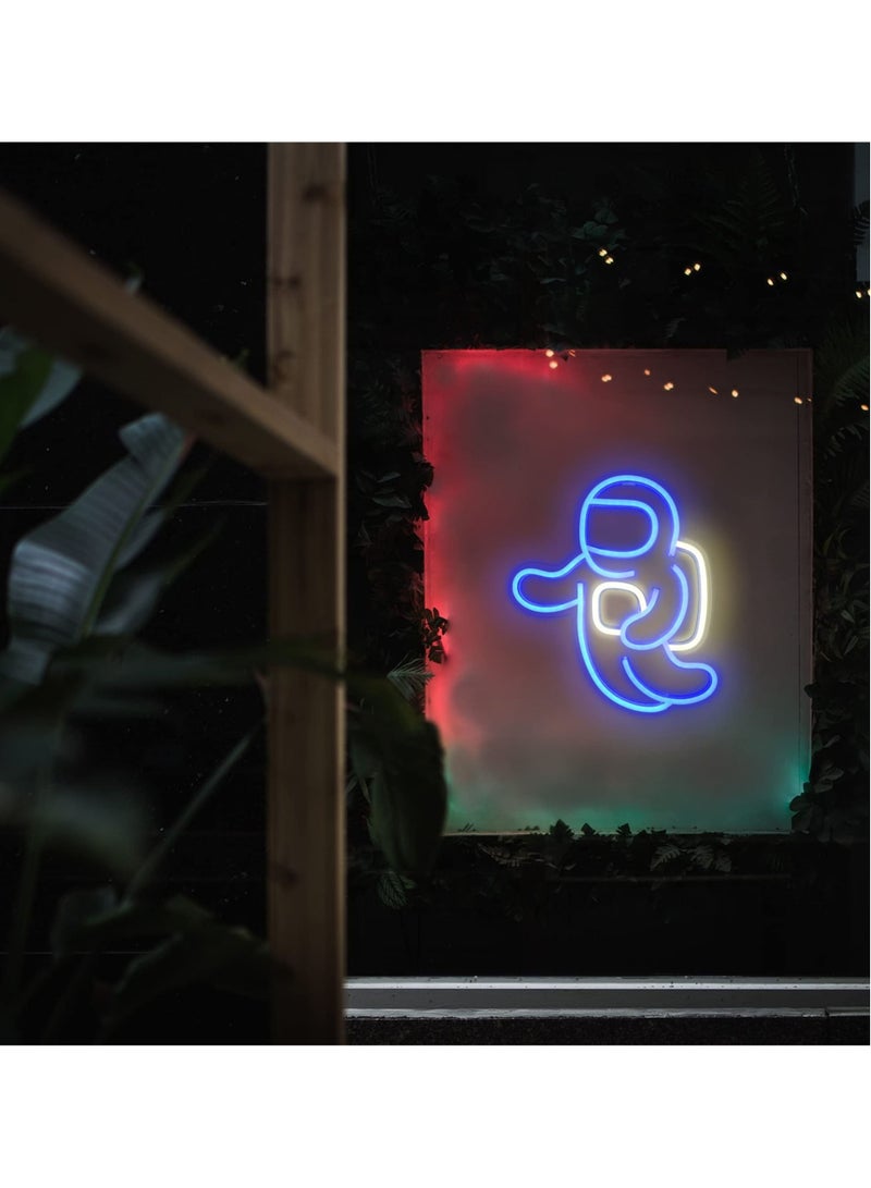 Captaintech Astronaut Neon Light Projector Space Led Signs for Bedroom Wall Decor USB Powered with Switch 14.1 x 12.6 Inch Cool Neon Sign for Living Gaming Room Kids Birthday Gift Blue - Image 4