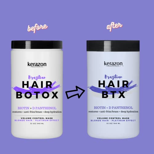 Kerazon Professional KERAZON Blonde Brazilian Hair BTX Treatment Purple Mask Platinum Effect & Silver Hair Providing Smoothing, Deep Hydration, Anti-Brass, Shine, Softness, Volume And Frizz Control. Salon Size. - Image 4