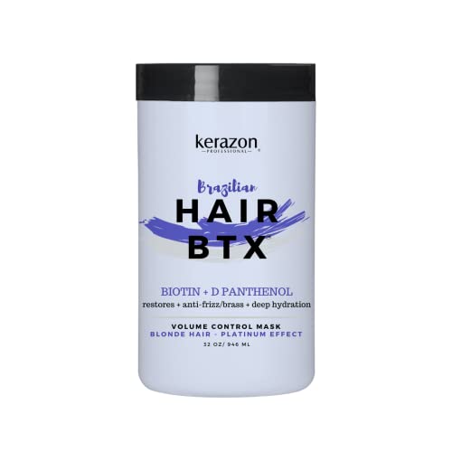 Kerazon Professional KERAZON Blonde Brazilian Hair BTX Treatment Purple Mask Platinum Effect & Silver Hair Providing Smoothing, Deep Hydration, Anti-Brass, Shine, Softness, Volume And Frizz Control. Salon Size. - Image 1
