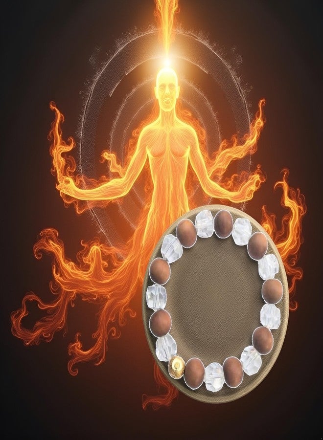 Trishakti سوار تريشاكتي الطبيعي الأصلي من الخشب والكوارتز الكريستالي الشفاف المصقول على شكل ماسة، لتنظيف الشاكرات (الريكي) للرجال والنساء | سوار قابل للتمدد من 6.5 إلى 7.5 بوصة | حجم الخرزة: 8 مم - Image 2