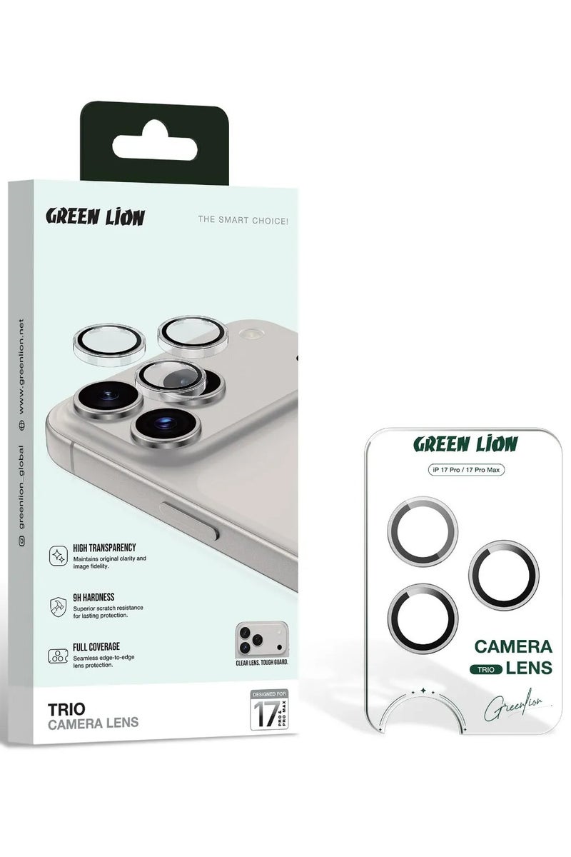 GREEN LION Trio Camera Lens iPhone 17 Pro & 17 Pro Max / Maximum Protection / High Transparancy / Shatter Protection / Anti-Glare Coating / Water Resistant - Clear