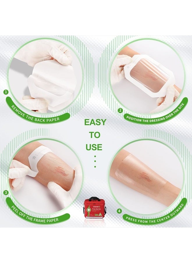 NEUHEILS - NeuHeils Transparent Film Dressing, Large Waterproof Wound Cover Bandage 4''x4.75'', 50 Packs, Post Surgical Shower or IV Shield, Tattoo Aftercare Bandage, Adhesive Patch 4 x 4 3/4 Inch - Image 1
