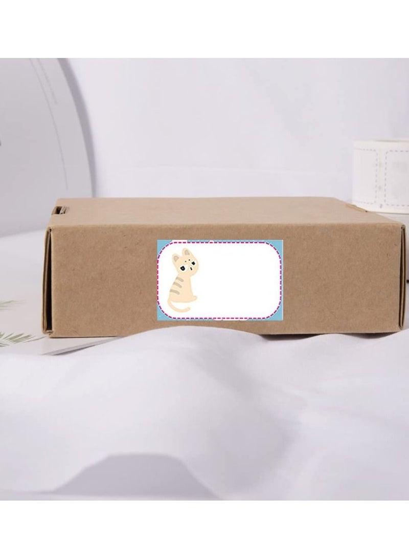 KASTWAVE Name Tag Stickers Animal Roll Adhesive Labels Name Badge Personalized Border Stick on Kids Clothes Desk Box Mailing Teachers Nursery Office School Home Supplies, 5 Roll 1750 PCS - Image 3