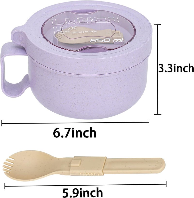 Ronanemon 2 Pack Soup Bowl with Handles, Microwave Ramen Bowl with Lid for Soup and Instant Noodles,Oatmeal, Gumbo, Salad,BPA Free - Image 3