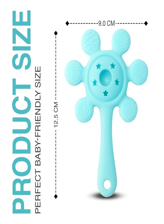 Prplet Silicone Baby Teether & Rattle Toy - Soft & Safe for Infants, BPA-Free, Multi-Texture Design for Teething Relief & Early Development (Blue) - Image 3