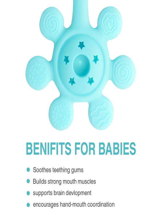 Prplet Silicone Baby Teether & Rattle Toy - Soft & Safe for Infants, BPA-Free, Multi-Texture Design for Teething Relief & Early Development (Blue) - Image 5