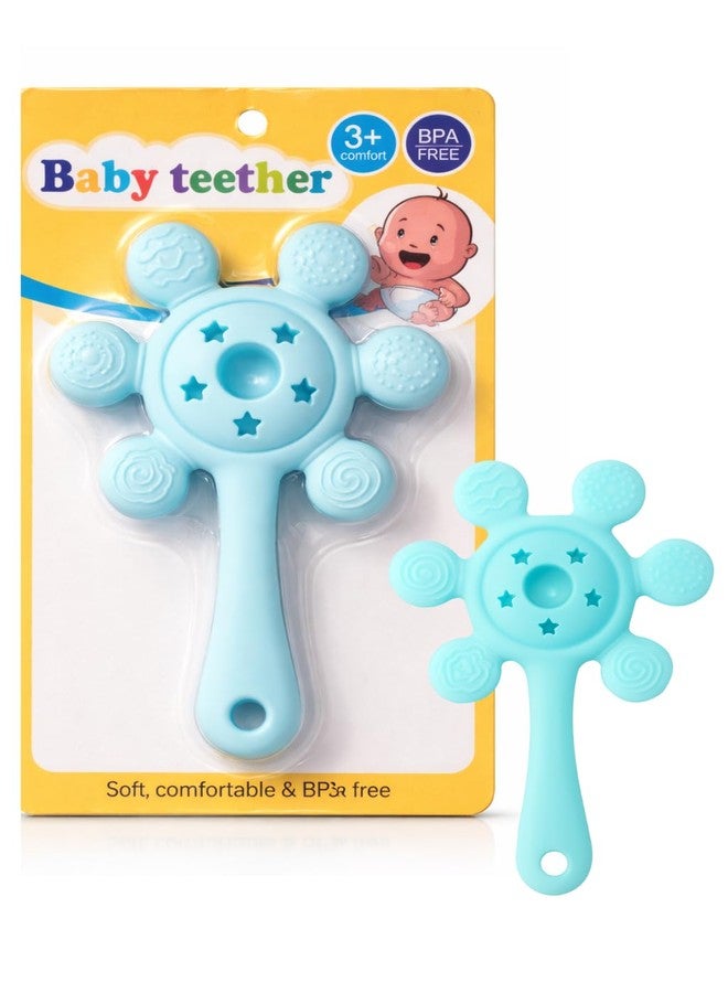 Prplet Silicone Baby Teether & Rattle Toy - Soft & Safe for Infants, BPA-Free, Multi-Texture Design for Teething Relief & Early Development (Blue) - Image 1