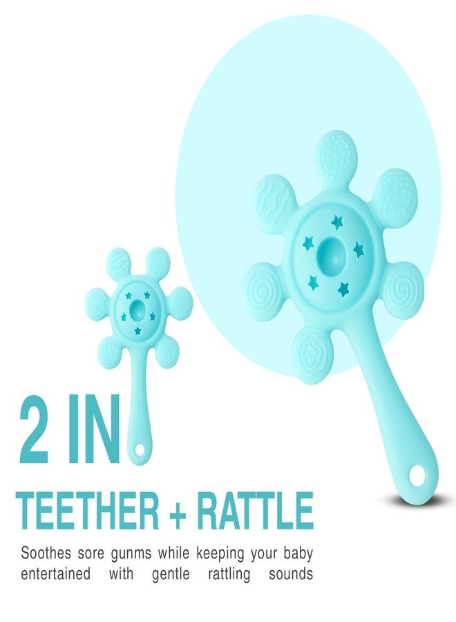 Prplet Silicone Baby Teether & Rattle Toy - Soft & Safe for Infants, BPA-Free, Multi-Texture Design for Teething Relief & Early Development (Blue) - Image 4