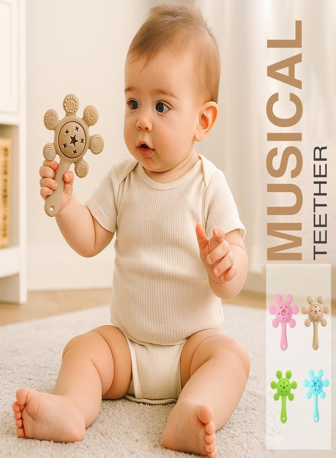 Prplet Silicone Baby Teether & Rattle Toy - Soft & Safe for Infants, BPA-Free, Multi-Texture Design for Teething Relief & Early Development (Blue) - Image 2