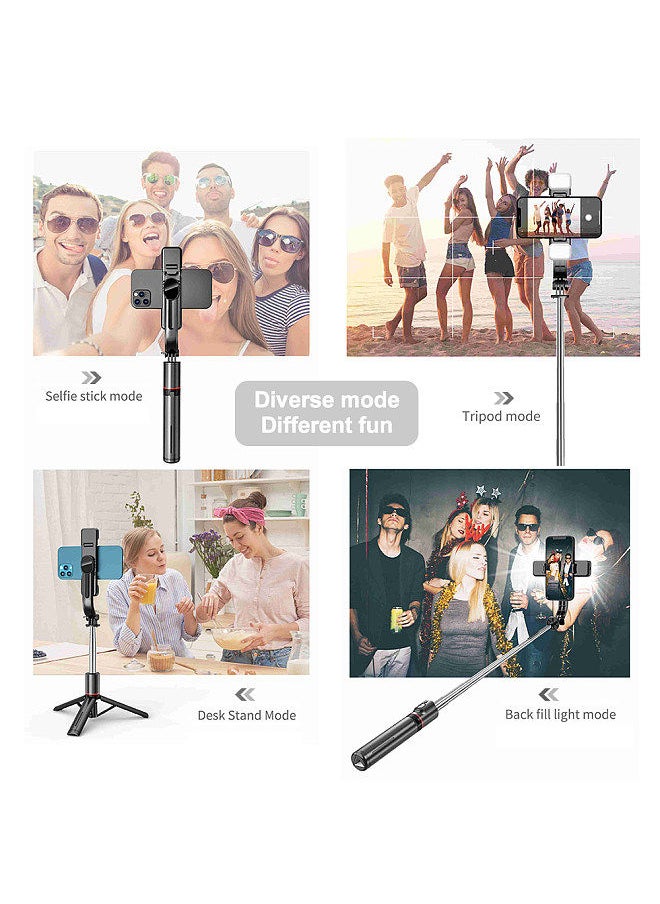 ANDOER - 45.6-Inch Multi-function Selfie Stick Desktop Tripod with Telescoping Rod 6 Sections with Phone Clip Dual Detachable Beauty Fill Lights & Remote Control Compatible with Android 4.4/ iOS 5.0 System - Image 1