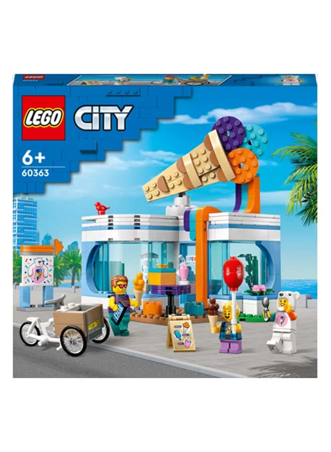 LEGO City Ice-Cream Shop 60363 Building Toy Set; Includes a Cargo Bike, 3 Minifigures and Lots of Fun Features and Accessories for Imaginative Role Play; Gift Idea for Ages 6 and over (296 Pieces)