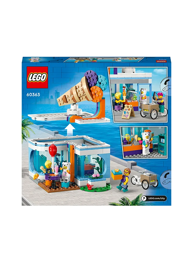 LEGO City Ice-Cream Shop 60363 Building Toy Set; Includes a Cargo Bike, 3 Minifigures and Lots of Fun Features and Accessories for Imaginative Role Play; Gift Idea for Ages 6 and over (296 Pieces)