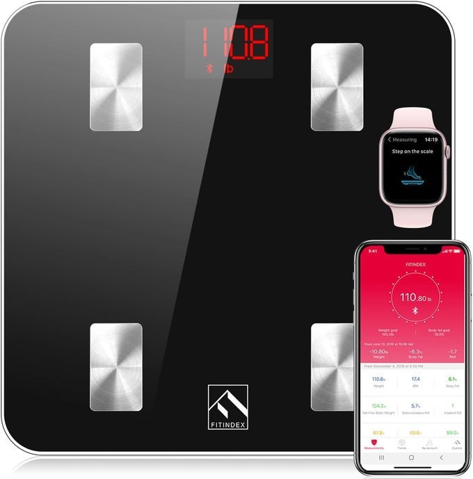 SCALE WITH BMI BODY FAT MUSCLE MASS SMART SCALE FOR BODY WEIGHT BLUETOOTH DIGITAL SYNC WITH APP USER HEALTH EQUIPMENT